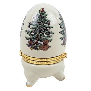 Formalities Baum Bros Egg Hinged Procelain Christmas Tree White Gold Trim